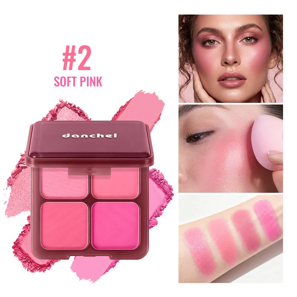 4 Color Matte Cream Blush Highlighter Palette Pink Peach Expanding Color Natural Water Light Blush Rouge Portable Face Cheek Tin