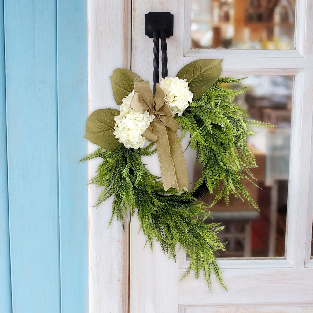 Rustic Hydrangea Flower Wreath Hanging Decoration, Home Decor, Bowknot Wall Hanging Wreath For Doors.