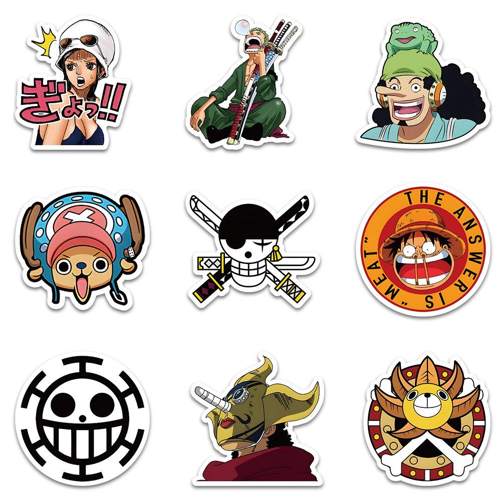 10/50Pcs One Piece Anime Stickers Cartoon Luffy Zoro Chopper Decals Waterproof DIY Notebook Motorcycle Skateboard Phone Helmet