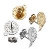 10pcs Gold Color Stainless Steel Round Flowers Base Earrings Pendant Connector Dangle Ring for DIY Earrings Jewelry Accessories