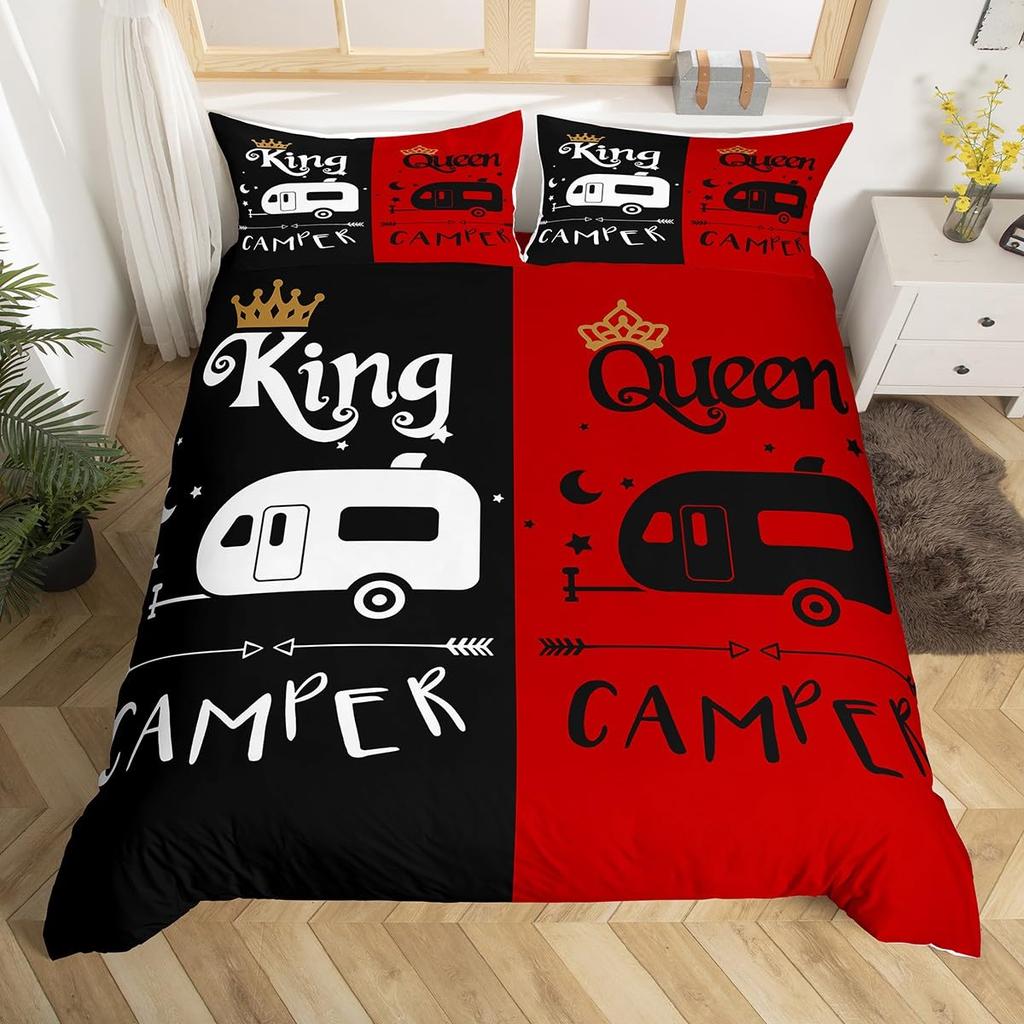 King and Queen Duvet Cover Set 2/3 Pcs Romantic Valentine's Day Bedding Set Microfiber Comforter Cover Wedding Anniversary Gifts