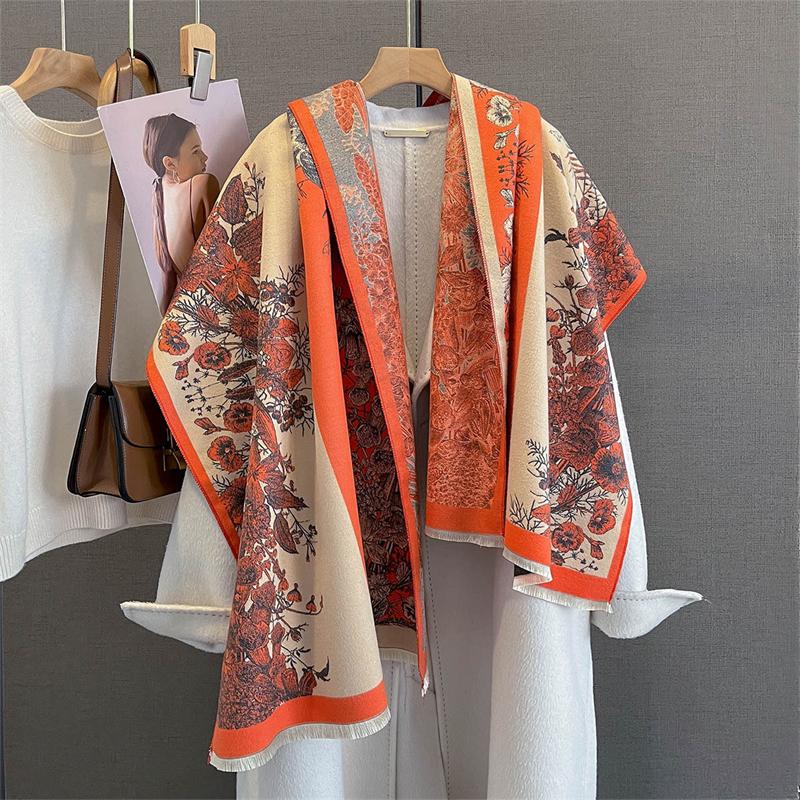 

Luxury Winter Print Scarf for Women Cashmere Blanket Warm Pashmina Foulard Shawls Wraps Female Thick Soft Bufanda Scarves Stole 65X190 cm