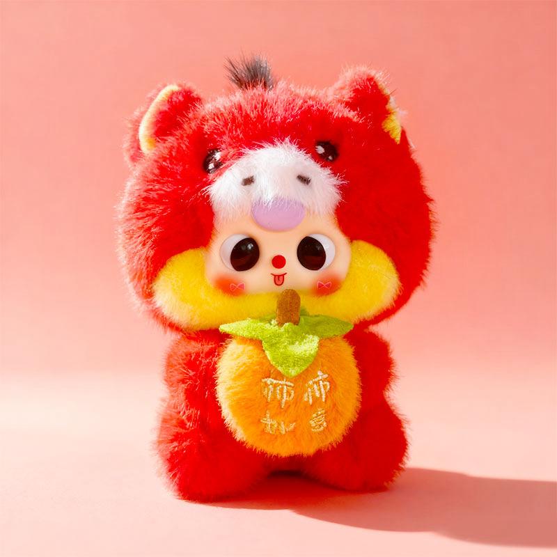 

New Year of the Horse mascot doll persimmon ruyi doll vinyl doll plush toy zodiac horse New Year s gift 17cm