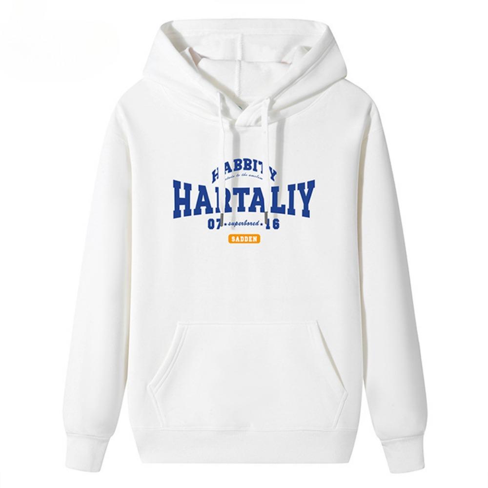 Мужская мода повседневная осень-зима с длинным рукавом с капюшоном толстовки и свитшоты M белый