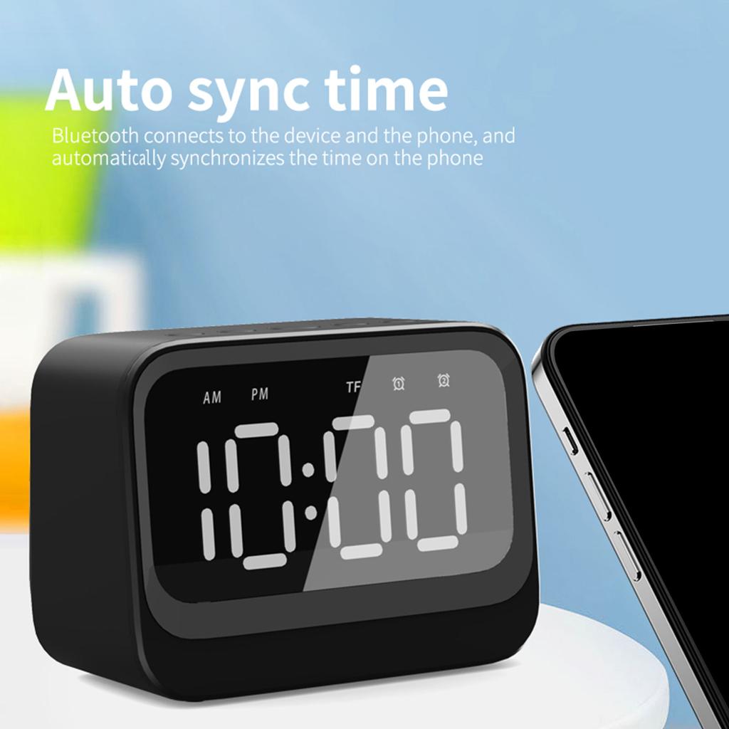 Bluetooth 5.3 Speaker Multifunctional Alarm Clock With Large LED Display For Bedroom And Outdoor Use
