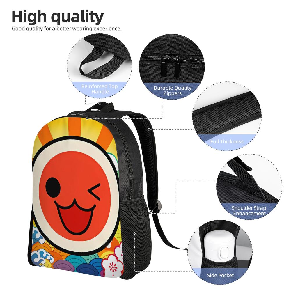 Taiko No Tatsujin Backpack Pretty Backpacks Female Outdoor Durable High School Bags High Quality Rucksack