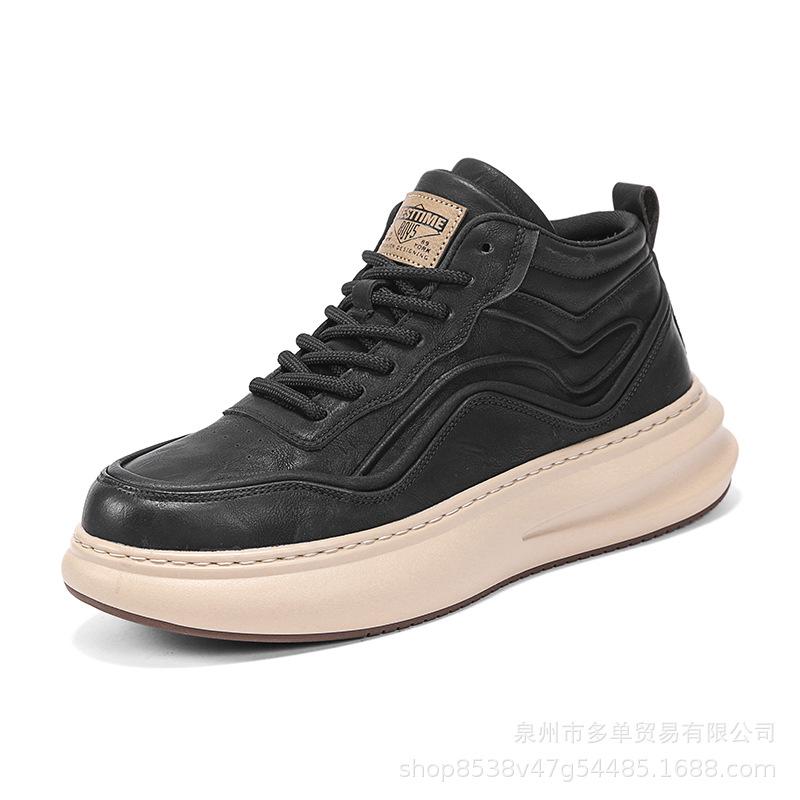 New platform leather dad shoes ins super hot trendy shoes sports and leisure shoes 39 чёрный