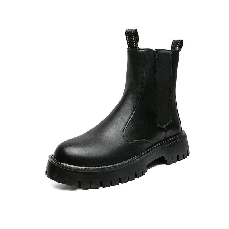 Herren Chelsea Boots im britischen Stil: Herbst/Winter Hohe Martin-Stiefel mit Plus-Samt und dicker Sohle