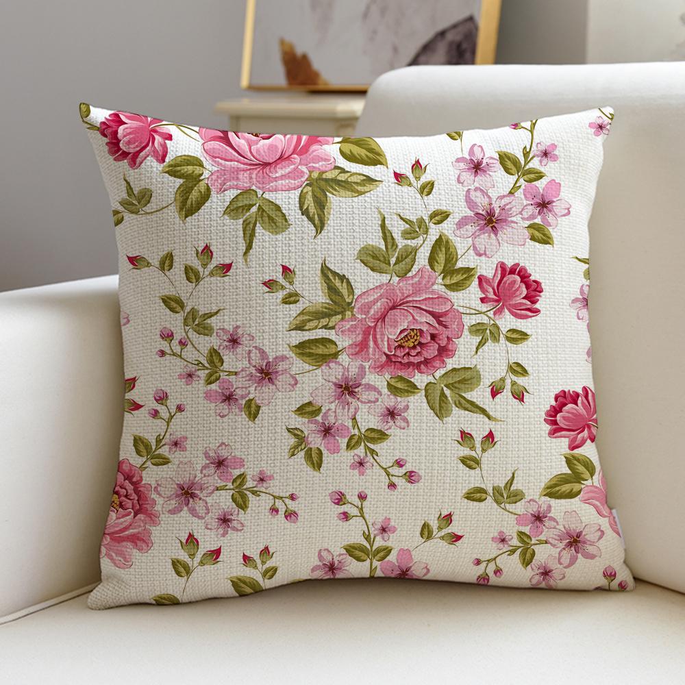Elegant PPeony PatternS Cushion Cover Pcs Linen Throw Pillow Covers x x Modern Home Decor