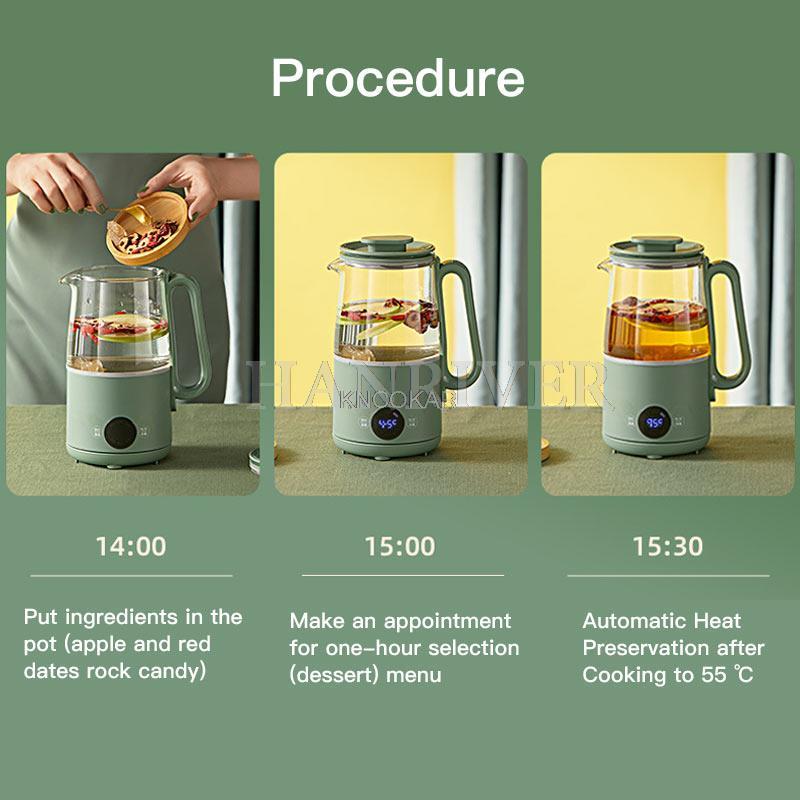 Automatic Health Kettle Household Office High Borosilicate Glass Pot Adjustable Temperature Multi Mini Flower Boiling Tea Cooker