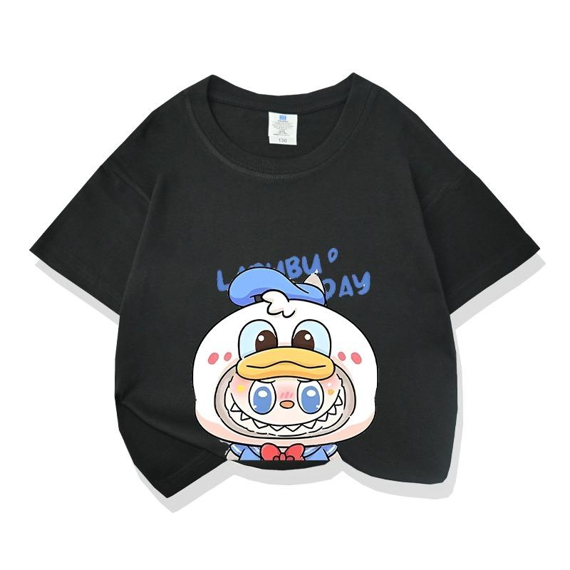 Cartoon Graphic Labubu Kids Adult Printed T-shirt Summer Men and Women's Fashion Outdoor Girl Short Sleeved T-shirt Top Pullover