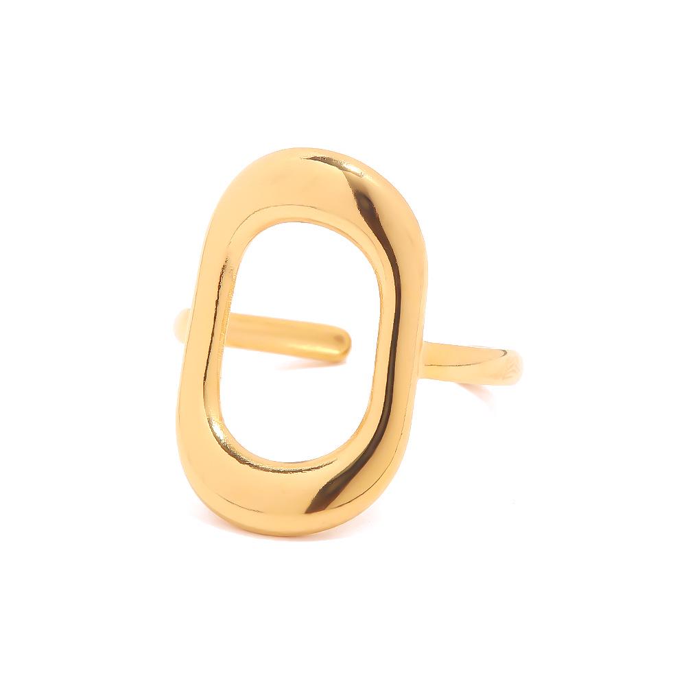 18k Gold Geometric Rectangle Stainless Steel Ring - Trendy & Versatile Fashion Jewelry