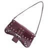 Fashionable Crescent Handbag Women’s PU Leather Studded Shoulder Bag Evening Purse for Dates and Outdoor Activities Red