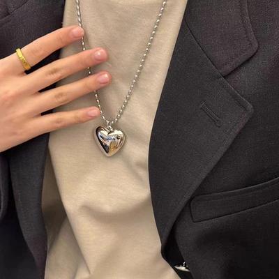Damen Herzanhänger Mode Punk Schmuck Mädchen Party Neues Design Geschenk Metallkette Halskette
