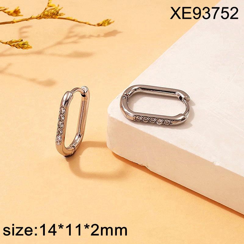 2026 Gold-Plated U-Shaped Rhinestone Ear Studs for Women – Simple, Fashionable Geometric Jewelry in Titanium Steel