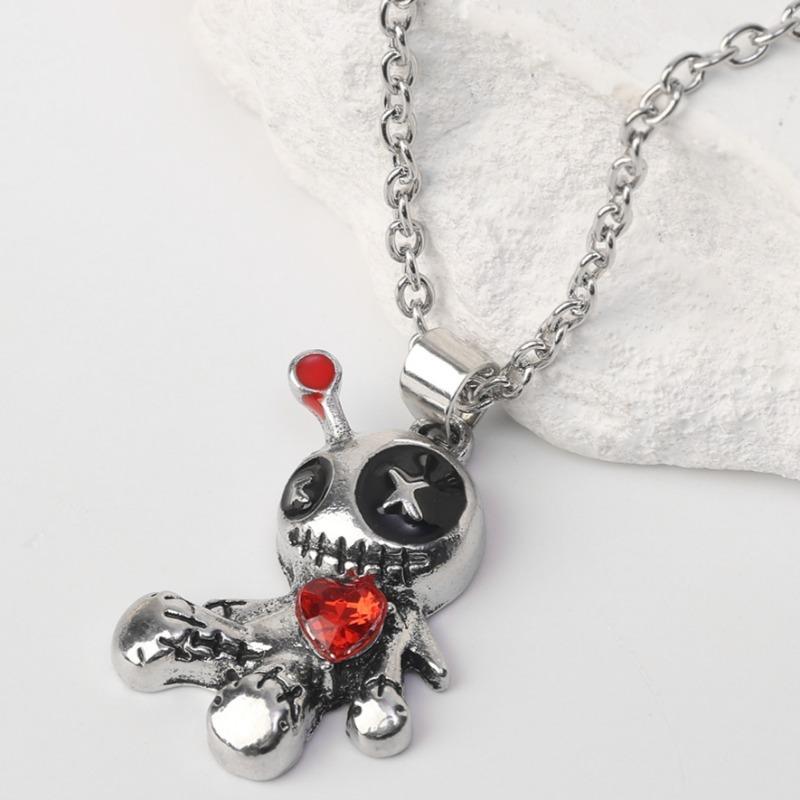 Halloween Gothic Curse Doll Necklace Cartoon Dark Style Terror Doll Silvery Necklace Create Festival Horror Atmosphere Jewelry
