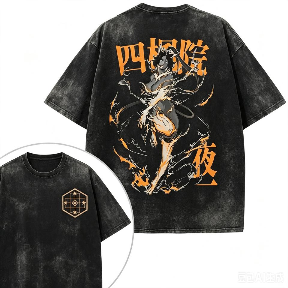 Bleach Yoruichi Shihoin Vintage Washed Grafik T-Shirt Herren Damen Anime Kunstdruck Kurzarm Tee Unisex Manga Streetwear Tops M black