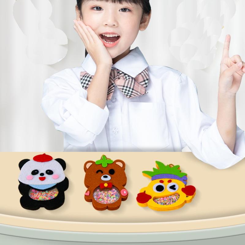 4Pcs Shaker Puzzle Toys Cartoon Non Woven Shake Pendant Diy Material Kits For Kids Easy To Paste Accessories Handmade Crafts
