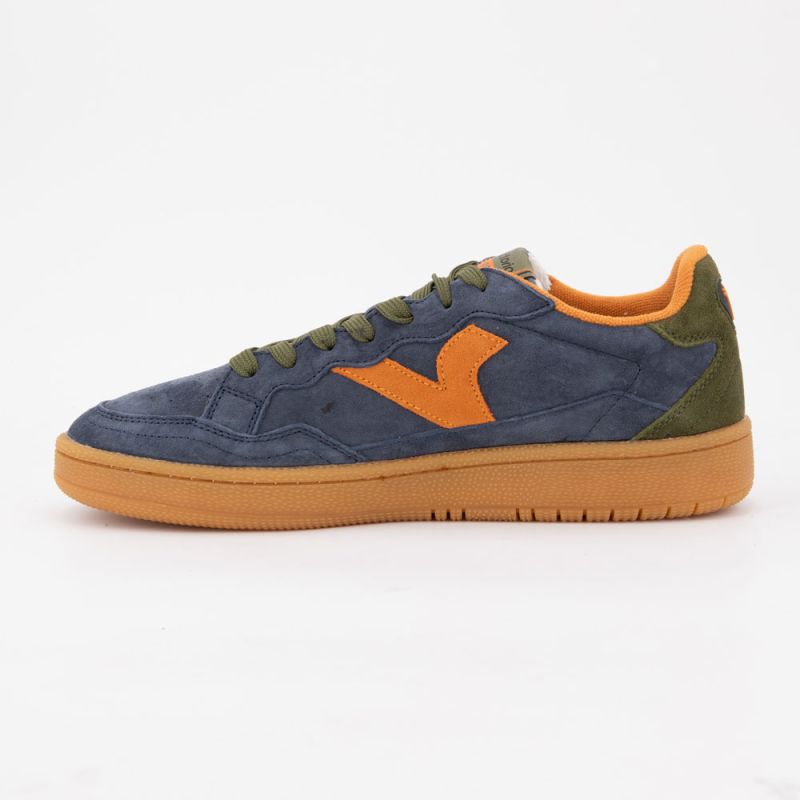 Retro Navy Sneakers with Khaki Laces Navy Suede Men VICTORIA