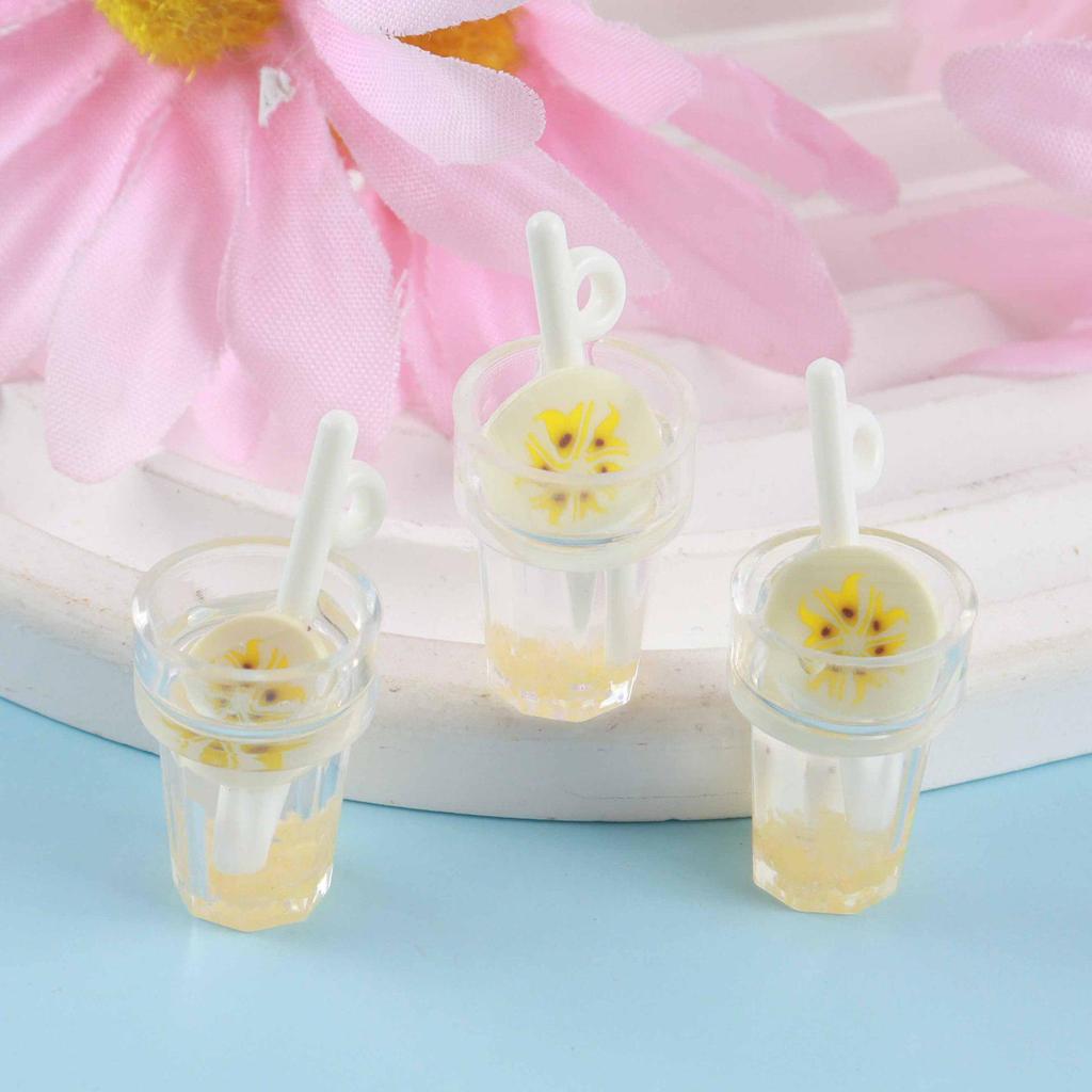 Luminous Mini Resin Drink Bottle DIY Miniature Milk Tea Cup Ornament 3D Food Toy
