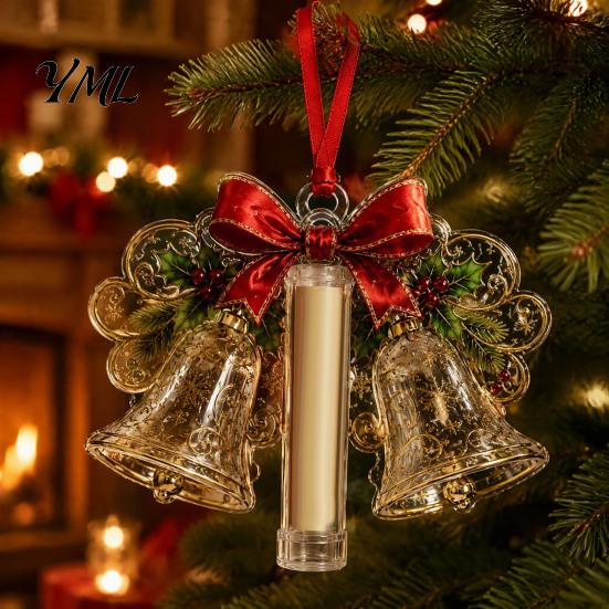 Transparent Cash Gift Ornament Christmas Ornament, Acrylic Money Holder, Funny Xmas Decorative Capsule Tree/Bow/Santa/Bell Shaped Hanging Decoration