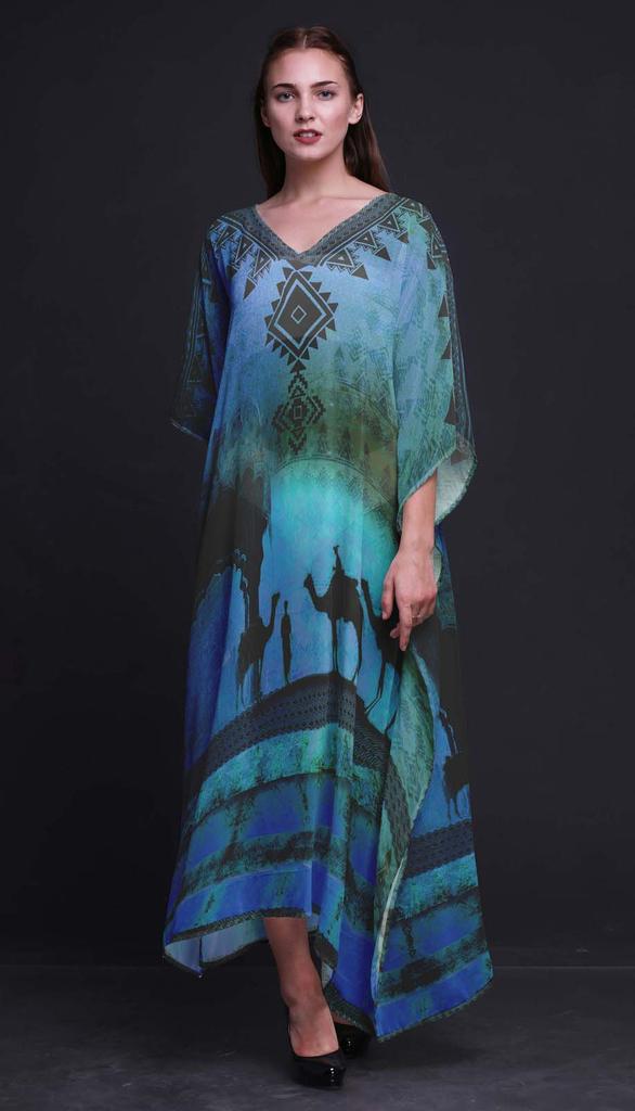 Phagun Camel Mughal Beach Kaftan Bikini Cover Up Womena    S Maxi Dress Long