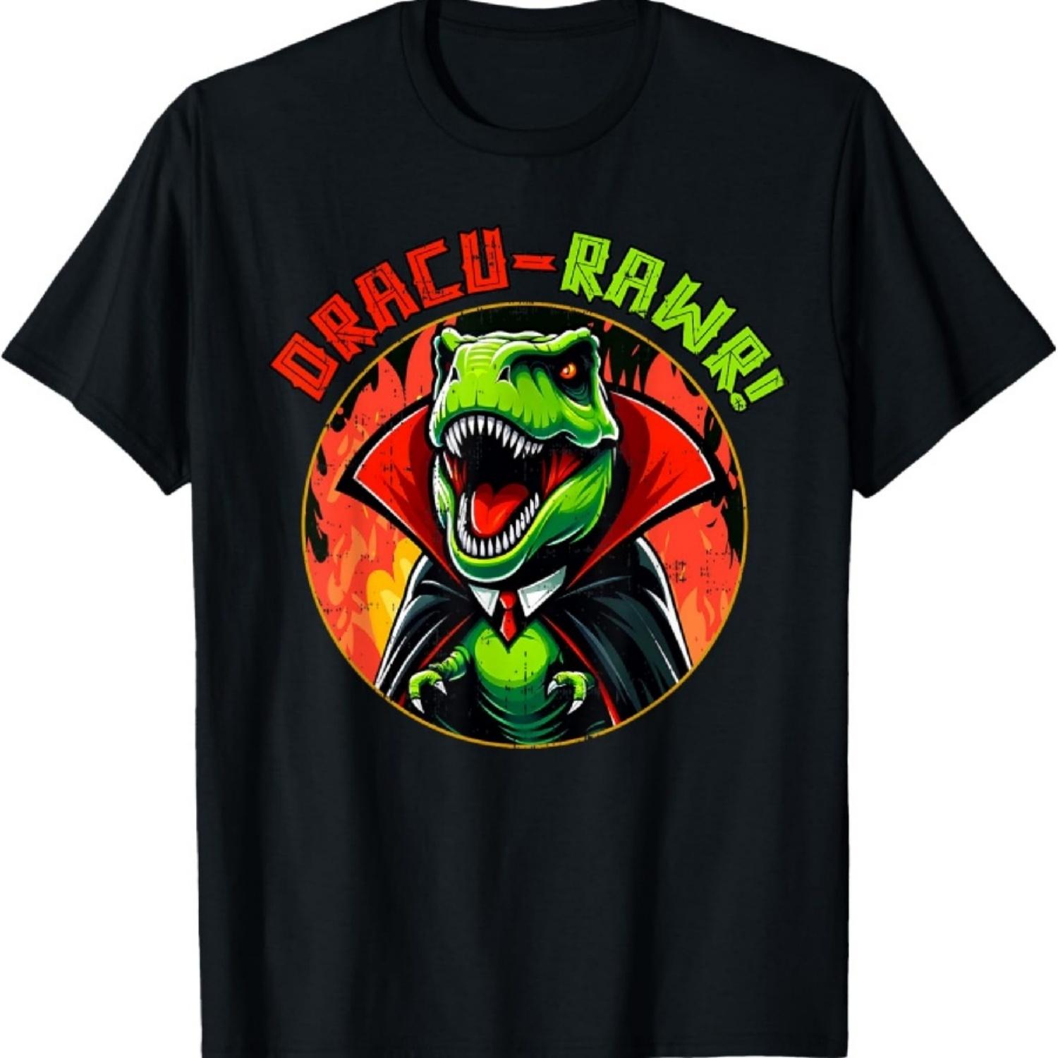 Dracurawr T rex Dinosaur Vampire Funny Dracula Halloween T-Shirt S