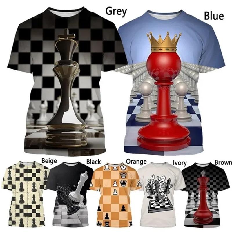 Chess Graphic T Shirts For Men 3d Printing Short Sleeve Chess Board Pattern Tee Top Crew Neck Oversized Men Tshirt Streetwear