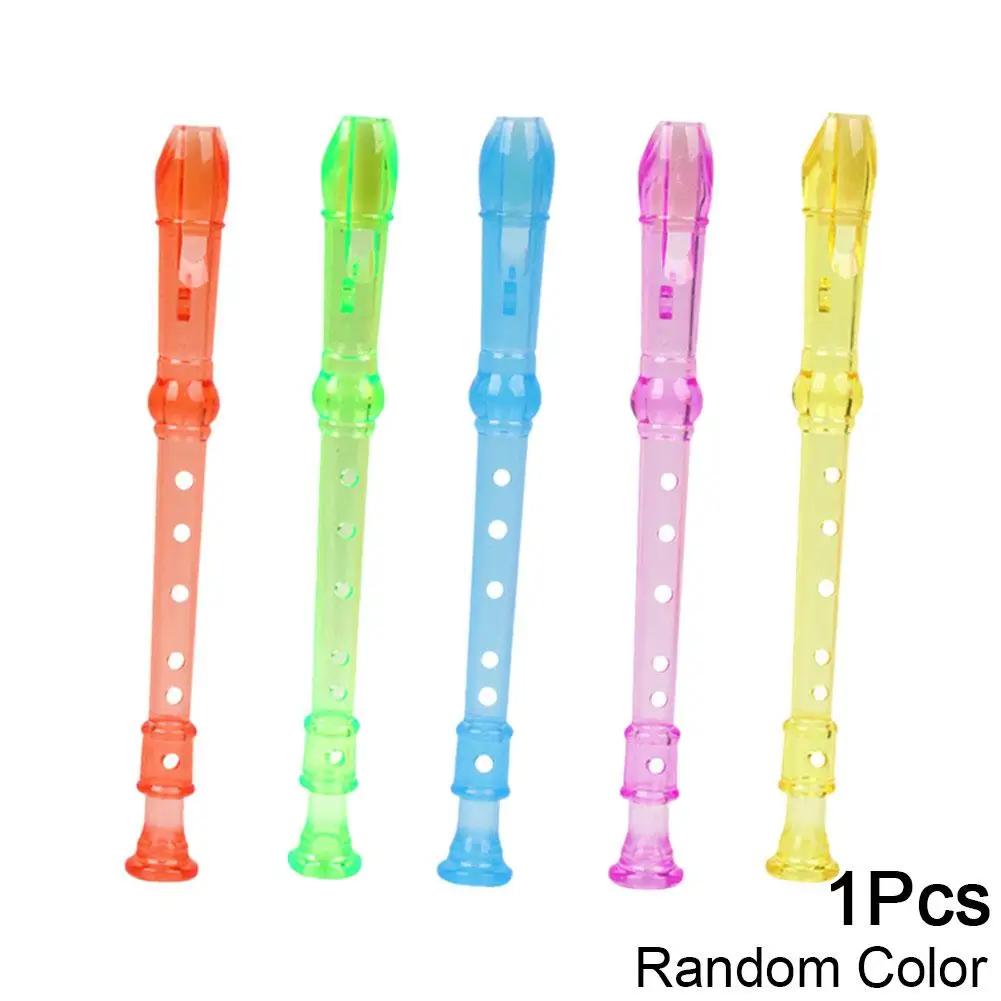 6 Hole Mini Flute Plastic Creative Early Education Transparent Flute Musical Instrument For Kids Random Color Z2H3