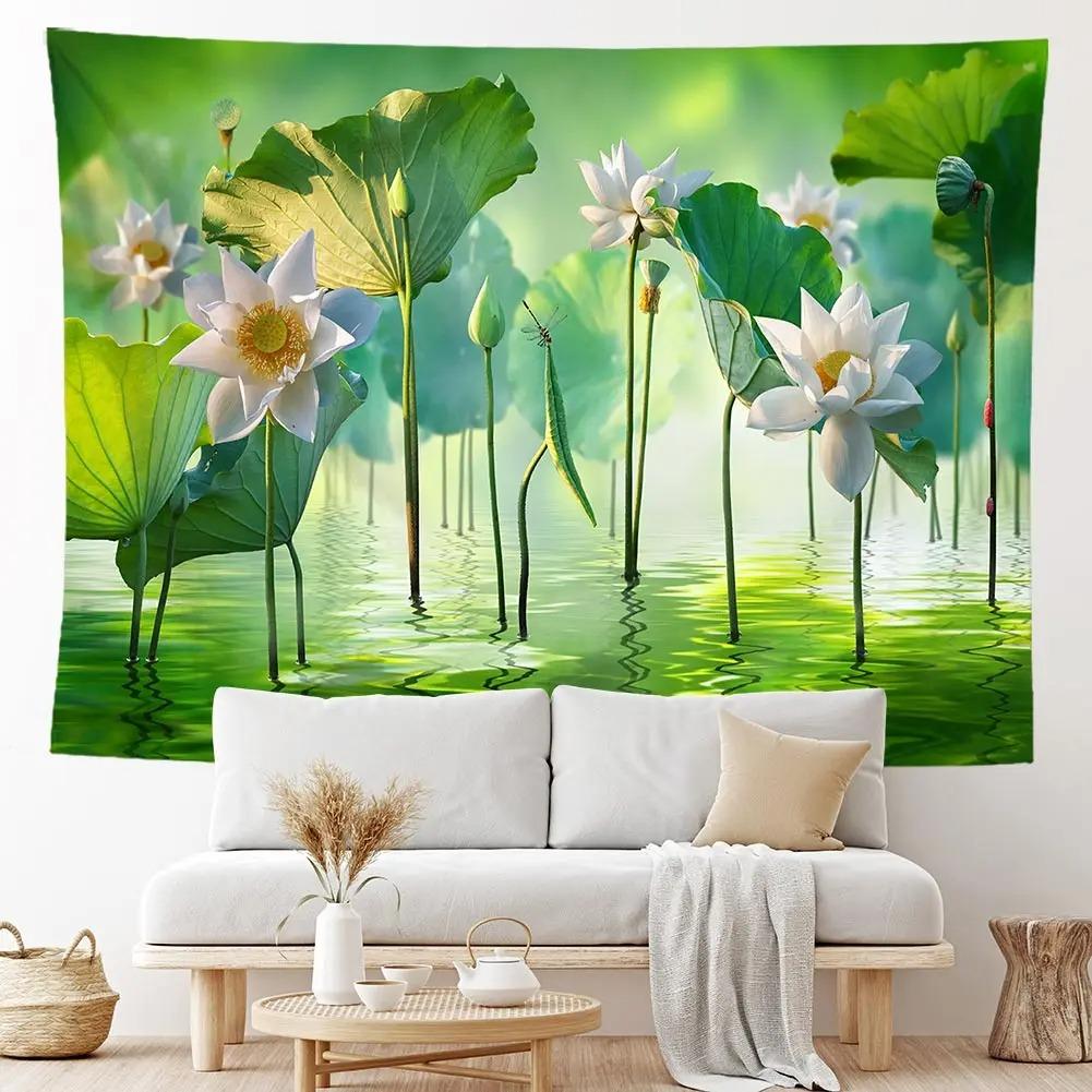 Lotus Leaf Lotus Room Decorative Tapestry Home Wall Decor Office Living Room Tapestry