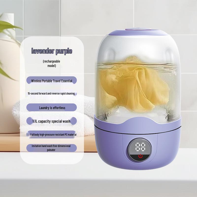 Kompakte kabellose Waschmaschine für Unterwäsche & Socken - Tragbar, keine Installation, Mini-Separate Trommel