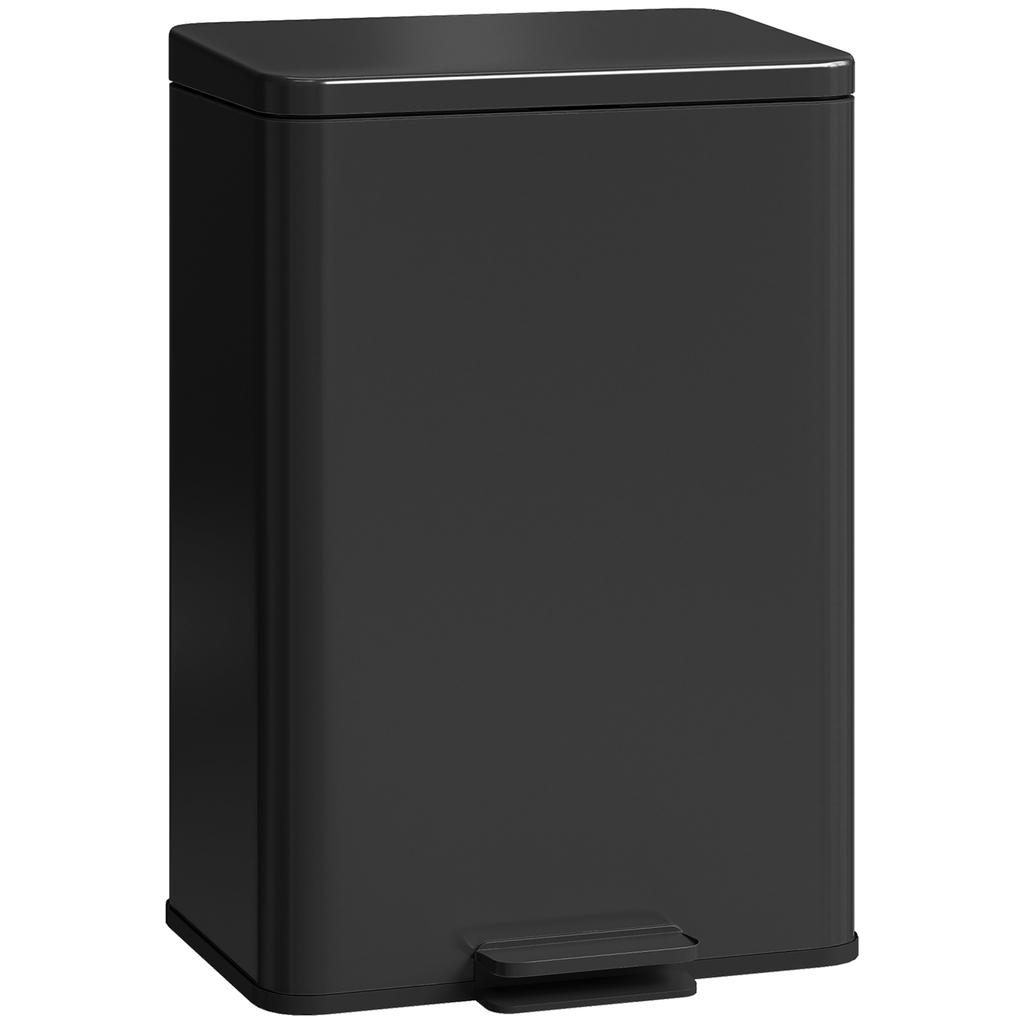 Trash Can 20 L Pedal Bin with Soft-Close Lid, Pedal, Removable Inner Bucket Matte Black, 34.2 x 30.6 x 44.2 cm
