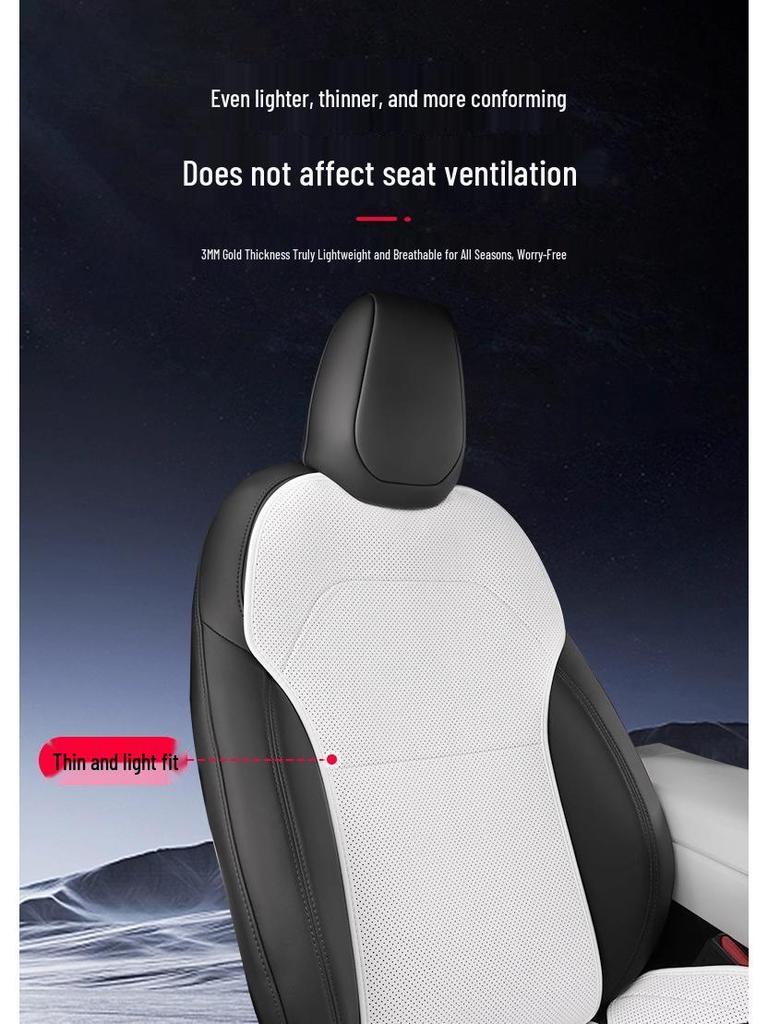 Nappa Leather Seat Protector Pad for Tesla Model Y (Refreshed Version) - Breathable, Ventilated Cushion