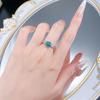 MooKing Jewelry S925 Silver Round Paraiba Color Diamond Ring