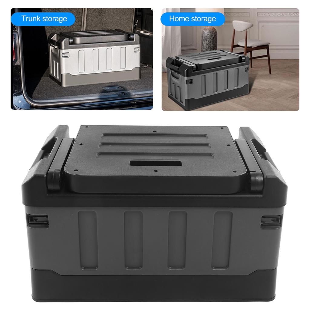 Collapsible Car Storage Box Setting Chair 2 In 1 Foldable Trunk Container Matt Black for Home Travel Fishing Camping