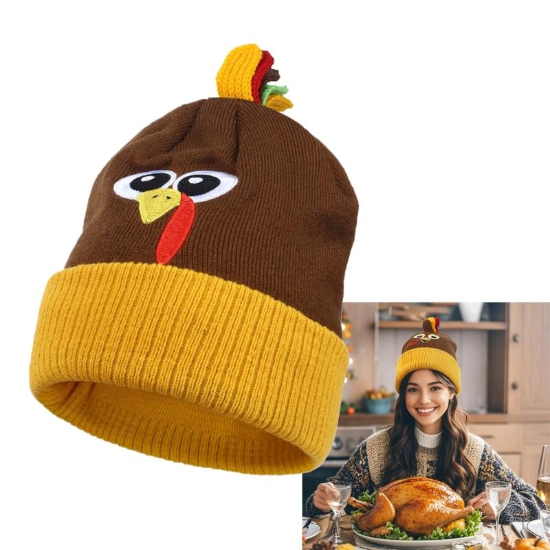 Embroidered Turkey Thanksgiving Turkey Beanies Perfect for Holiday Parties