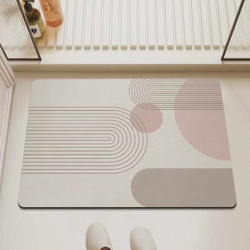 Bathroom Floor Mat, Water Absorbent and Anti Slip Soft Diatomaceous Earth Floor Mat, Toilet Foot Mat