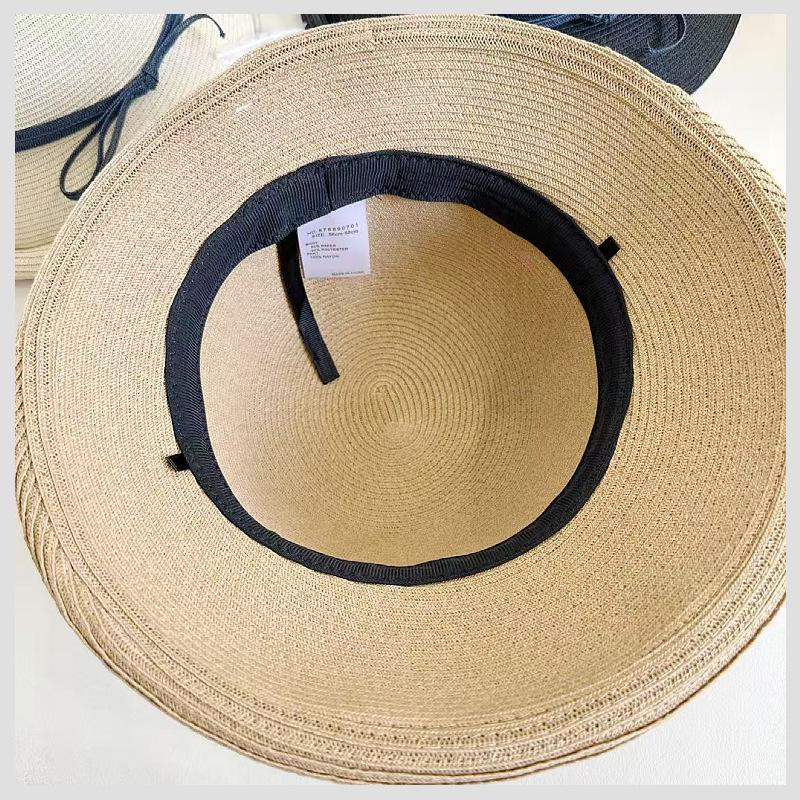 Spring and summer Hepburn style literary and simple crimped fisherman hat beach face covering sun hat foldable sun protection hat women