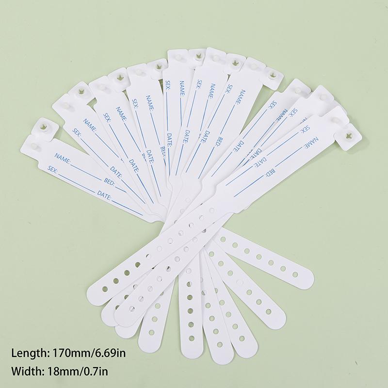 Quick ID Plastic Wristbands: Disposable, Waterproof, Handwritten Info, Pack of 10, Single Use.