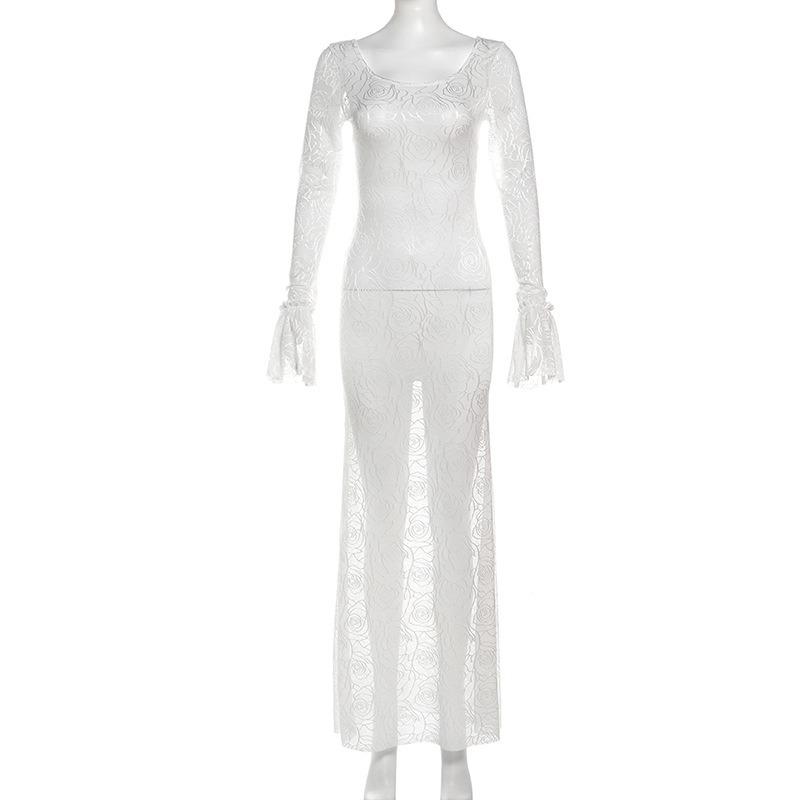 Podzimní Dámská Móda Sexy Perspektiva Šaty na hýždě s dlouhým rukávem a vysokým pasem Úzký střih