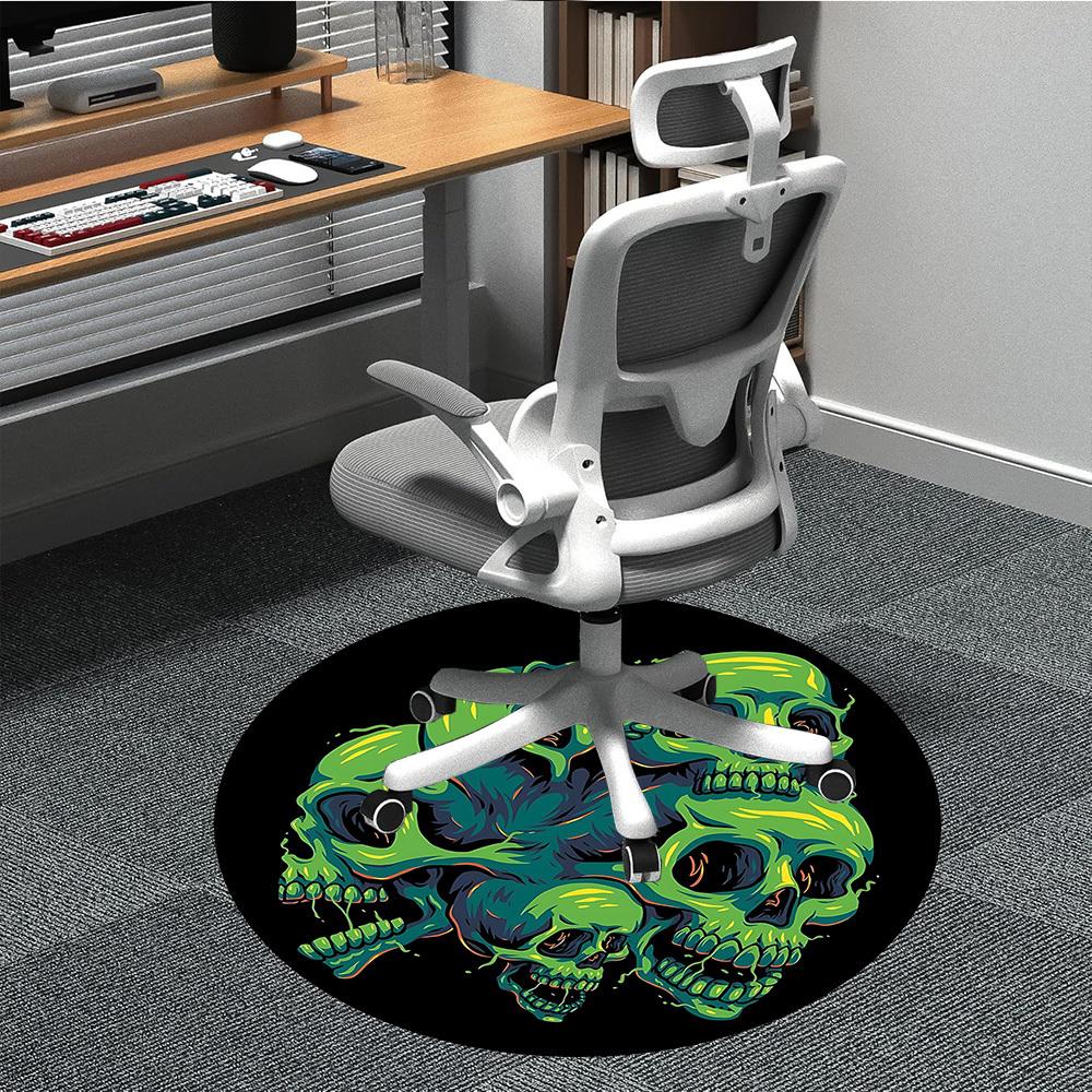 

1pc Skull Stack Chair Carpet for Office, Round Non Slip Durable Large Size Office Carpet, Suitable for Office 80cm