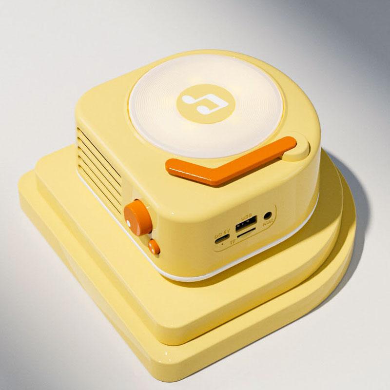 

Mini Retro Bluetooth Speaker Vintage Surround Sound Music Box with Warm Ambient Light Wireless Music Player Support TF USB AUX жовтий