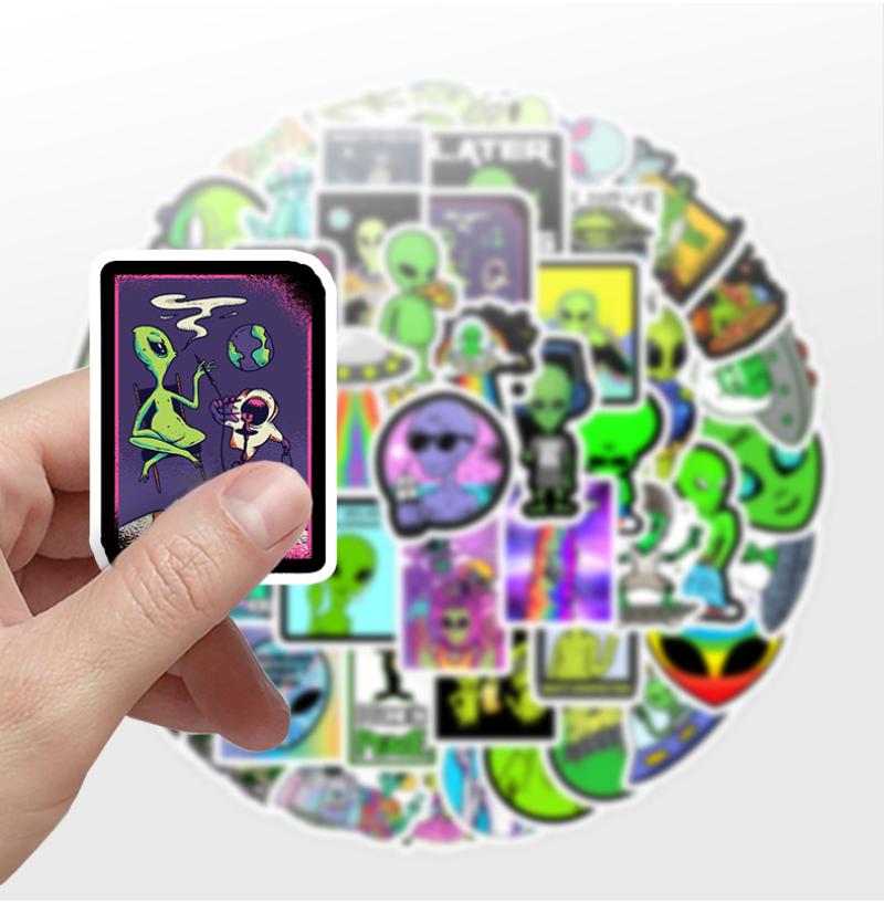 10/25/50pcs Cartoon Alien ET Graffiti Stickers for DIY Luggage Water Bottle Phone Laptop Guitar Scrapbook Helmet Car Wall Decal