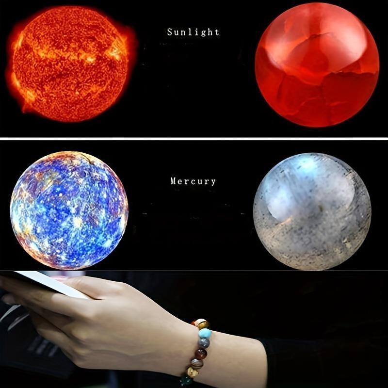 1PC Adjustable Planet Bracelet - Solar System Astronomy Ornament with Star of David and Black Beads Symbolizing Outer Space