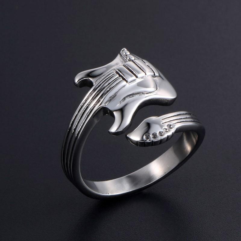 Adjustable Unisex Punk Rock Guitar Ring Plated Copper Band Retro Style Finger Men Women