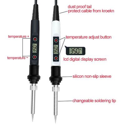 LCD digitální nastavitelná teplota 80W páječka elektrické svařovací nástroje pájecí drát pinzeta DIY ruční nástroj