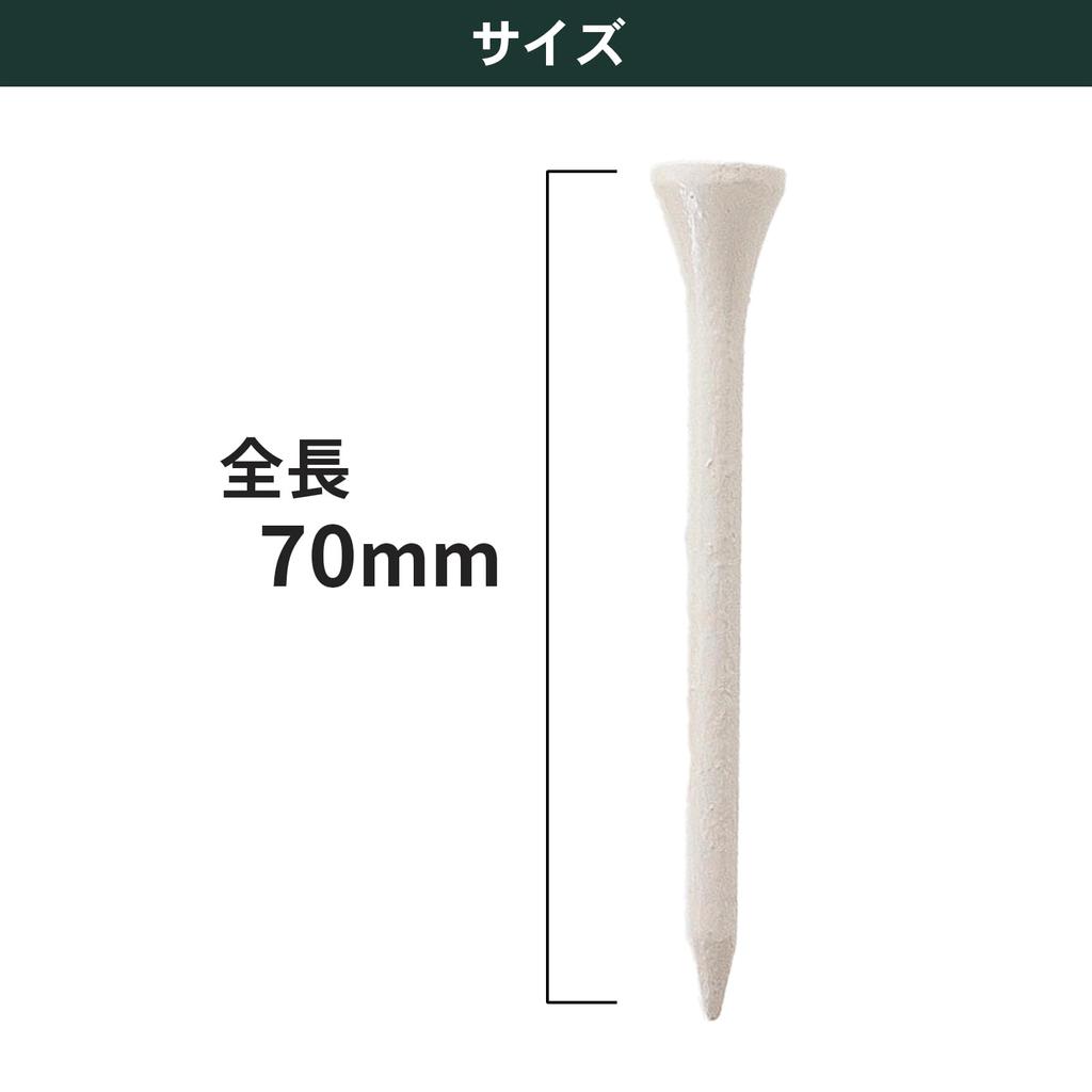 Tabata Golf Wooden Large Long GV8035 Tees, Tees, White, 60-Pack, Capacity, Tees, 70mm,