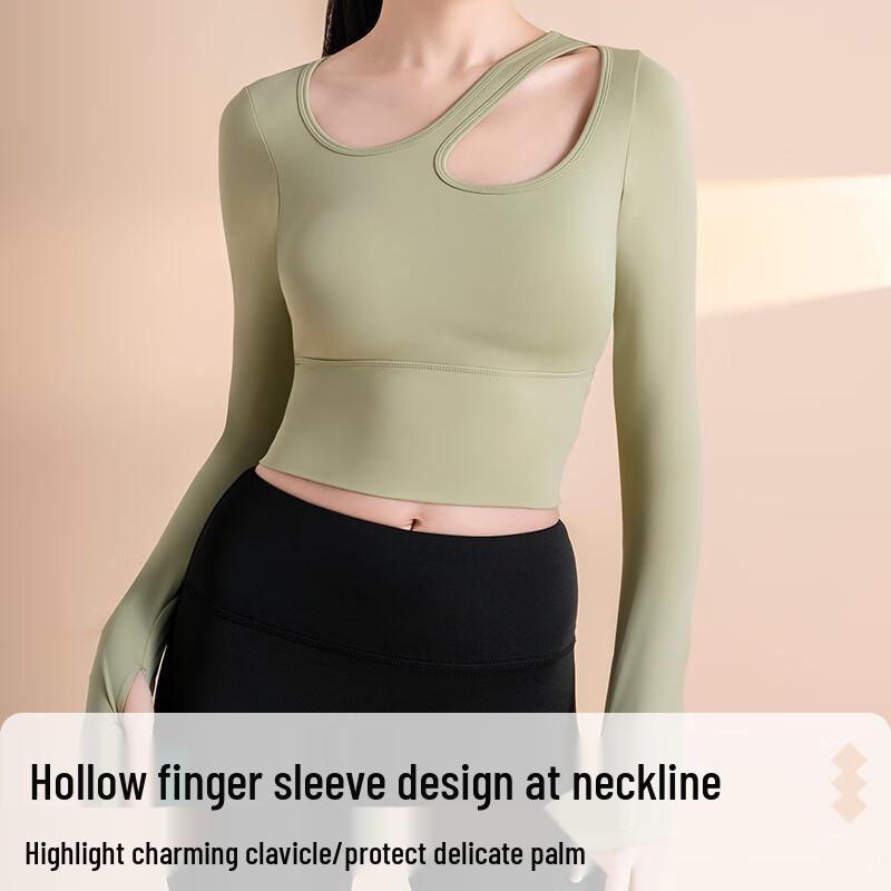 Nuodingxiu Nahtloses Off-Shoulder Langarm Yoga Top