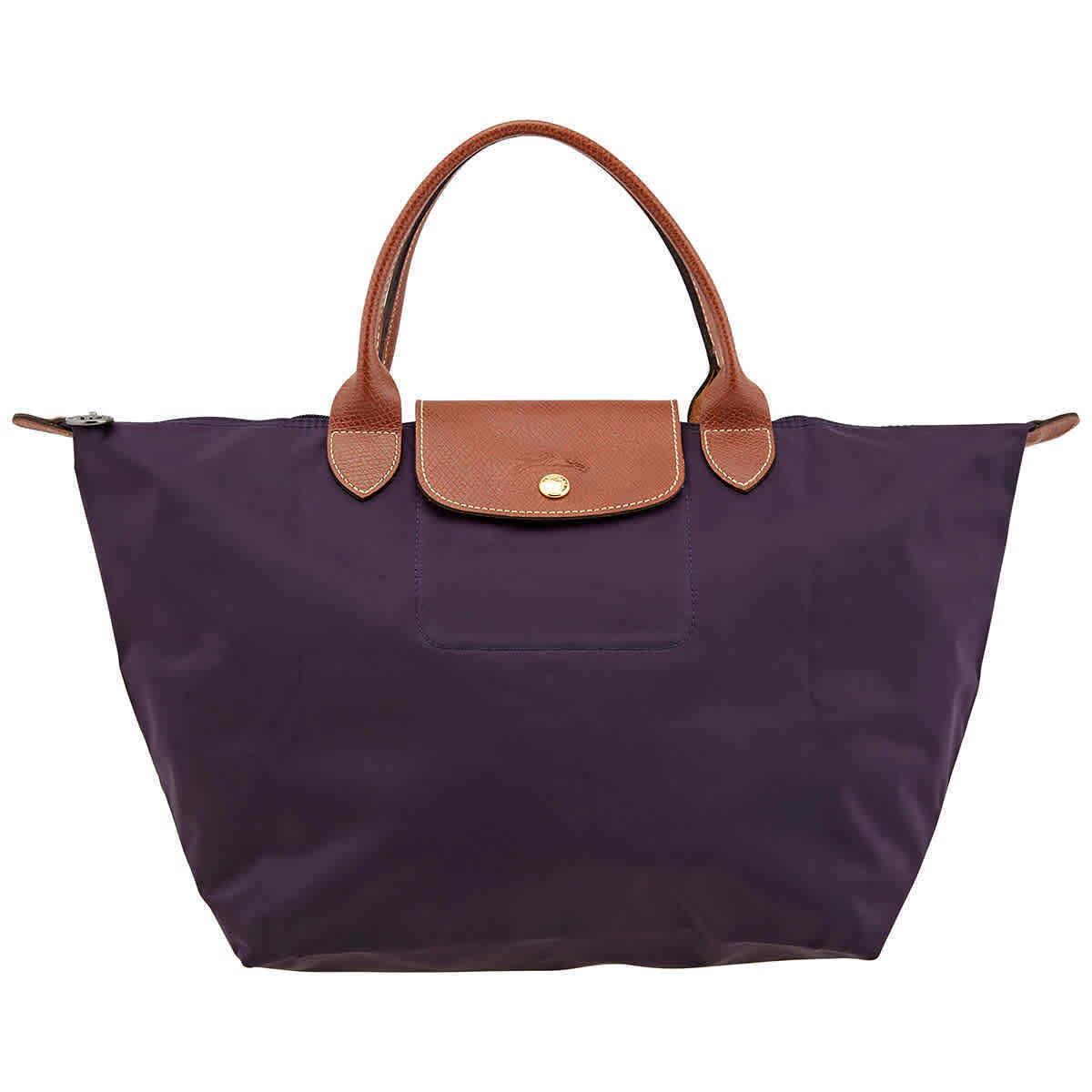 

Новая LONGCHAMP Le Pliage Кожа коровы С холщовой и кожаной холщовой сумкой Сумка-тоут Сумка через плечо Средний размер Женская Черничный 1623089645 30.0*20.1*27.9CM