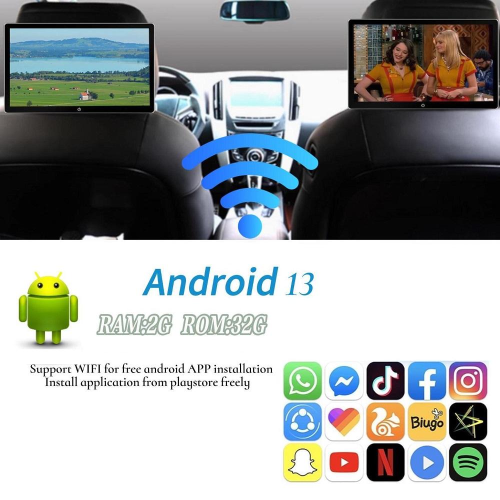 New Ultra-thin 10.1-inch External Headrest Android Display, Single HD Monitor, In-car Rear-seat Multimedia Entertainment System.